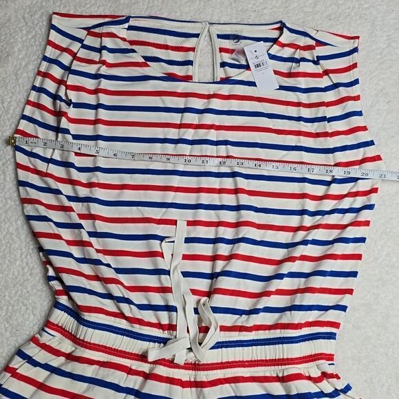 431 NWT Lou & Grey Striped Pleated Sleeve Signaturesoft Romper Size Large - Picture 5 of 6